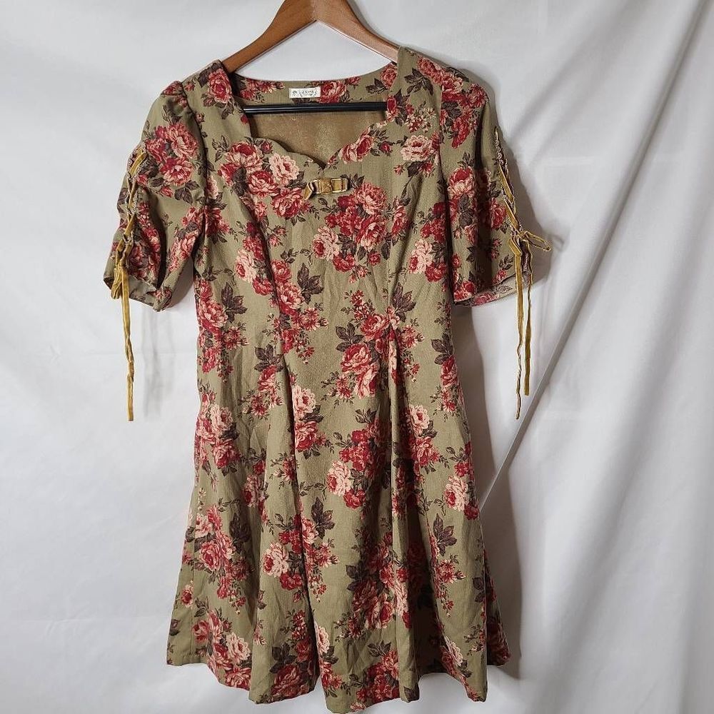 Axes Femme Japanese Fairycore Cottagecore Anime Romantic Floral Mini Dress sz M‎